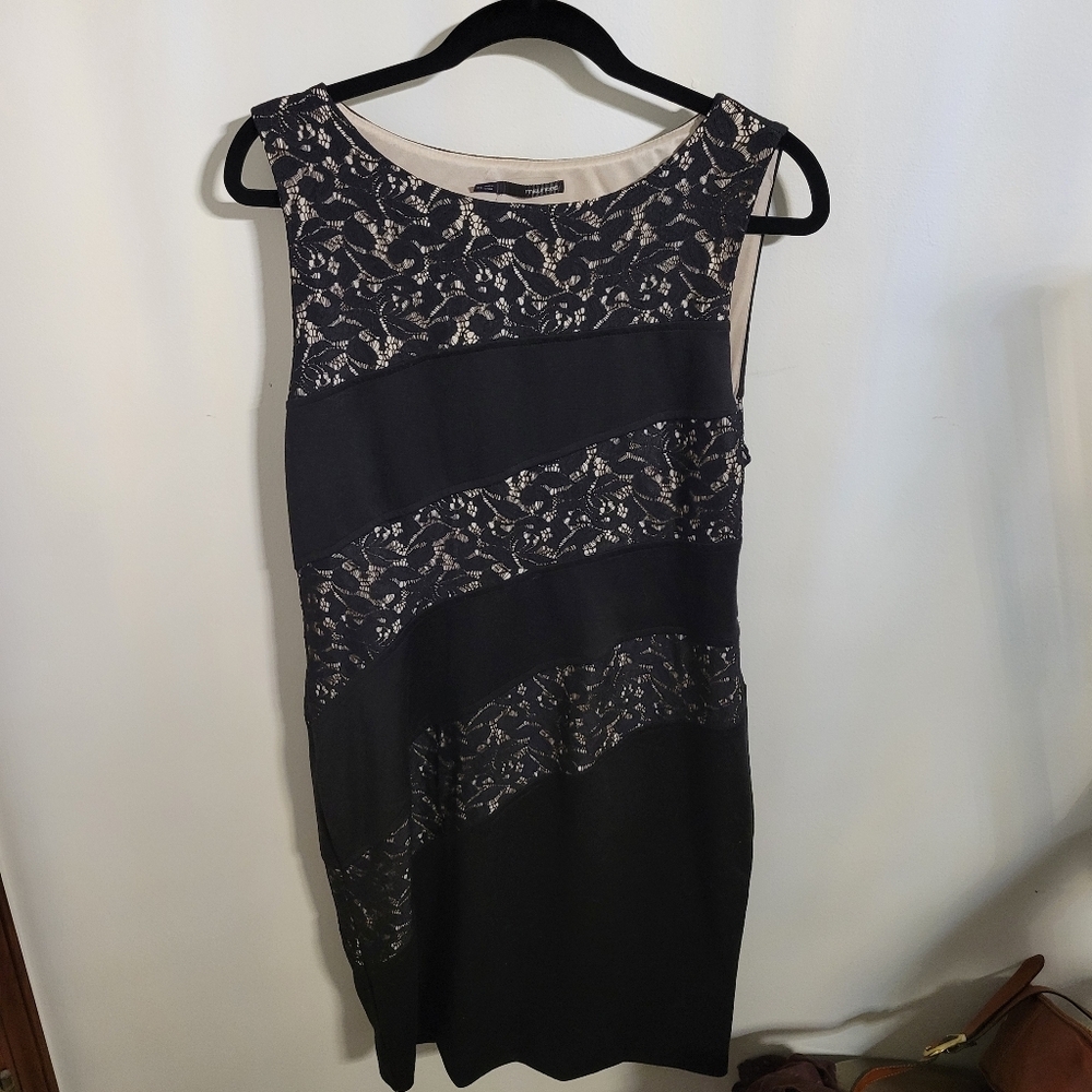 Maurices Black & Cream Lace & Knit Dress, Size 13/14